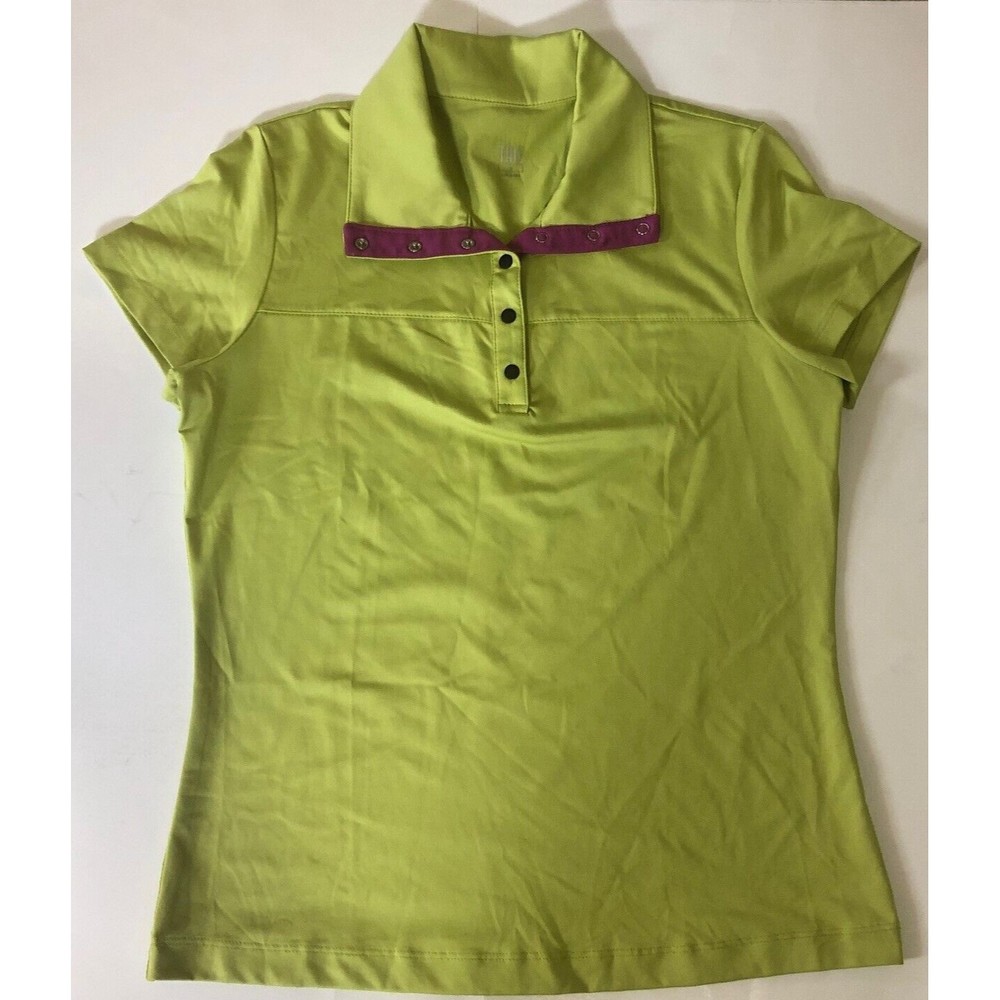Tail Women's lime Polo Small Snap Closure  Golf Tennis Short Sleeve